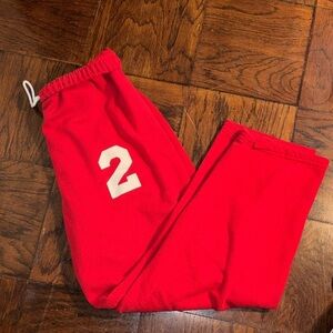 Vtg 90s Jerzees Red Sweatpants Joggers Size Large with number 2